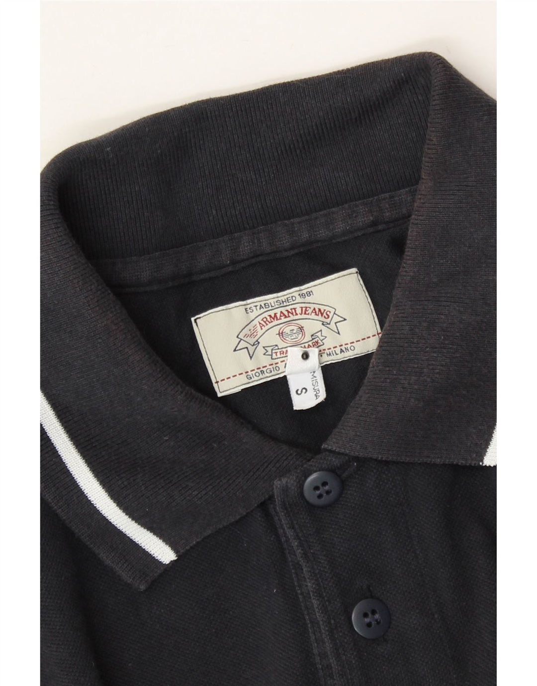 ARMANI JEANS Mens Polo Shirt Small Black Cotton Vintage Armani Jeans and Second-Hand Armani Jeans from Messina Hembry 