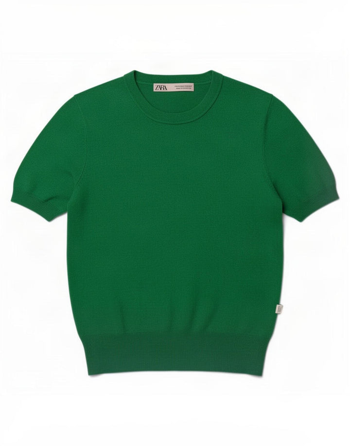 Top Blusa Donna Zara UK 12 Verde Medio