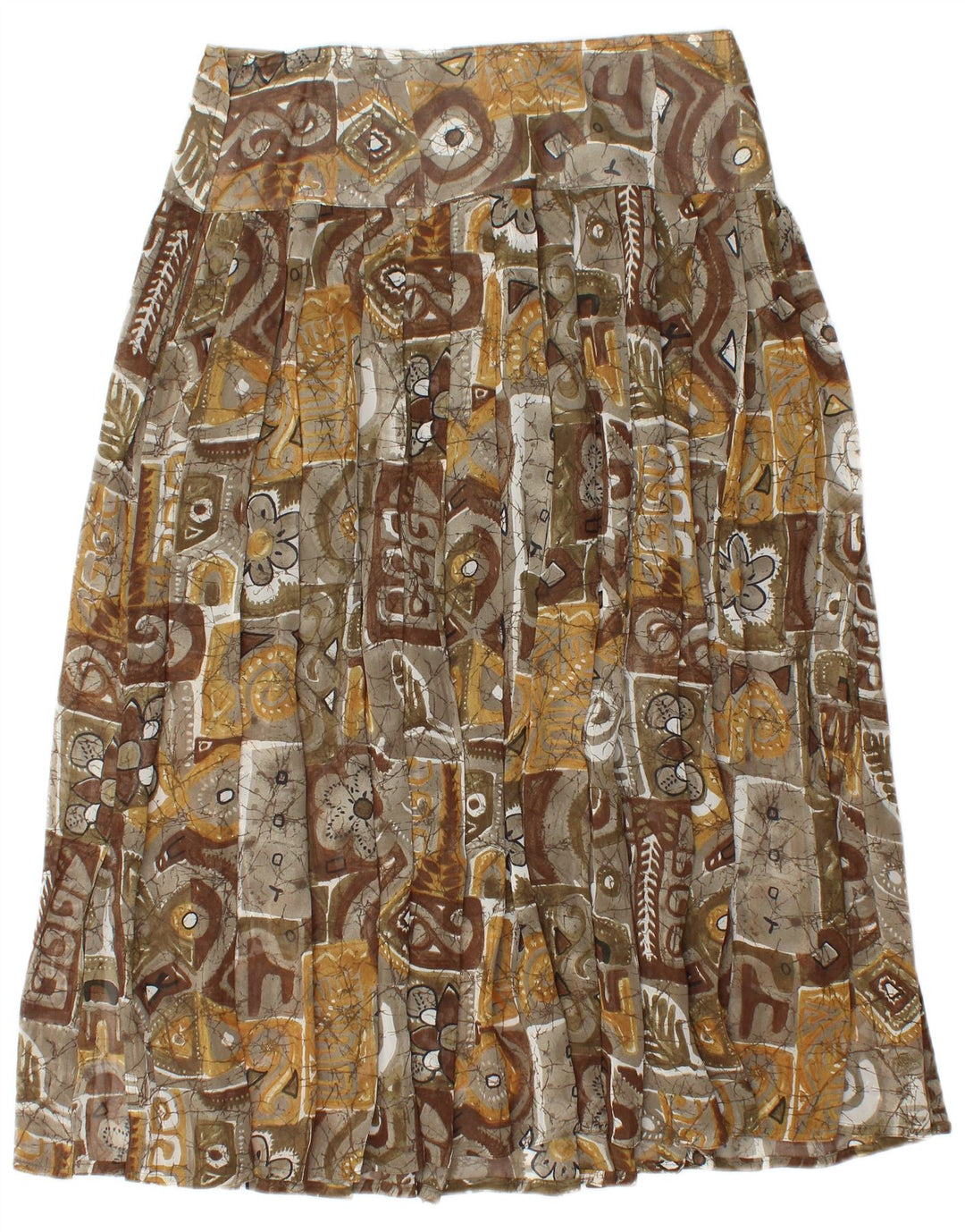 Gonna a pieghe vintage da donna W30 patchwork marrone medio