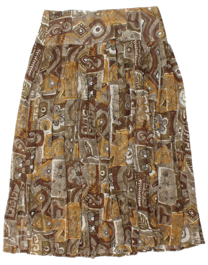 Gonna a pieghe vintage da donna W30 patchwork marrone medio