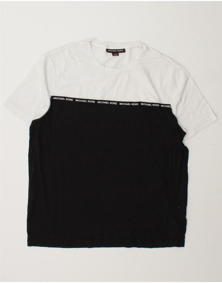 MICHAEL KORS Mens T-Shirt Top Medium Black Colourblock Cotton Vintage Michael Kors and Second-Hand Michael Kors from Messina Hembry 