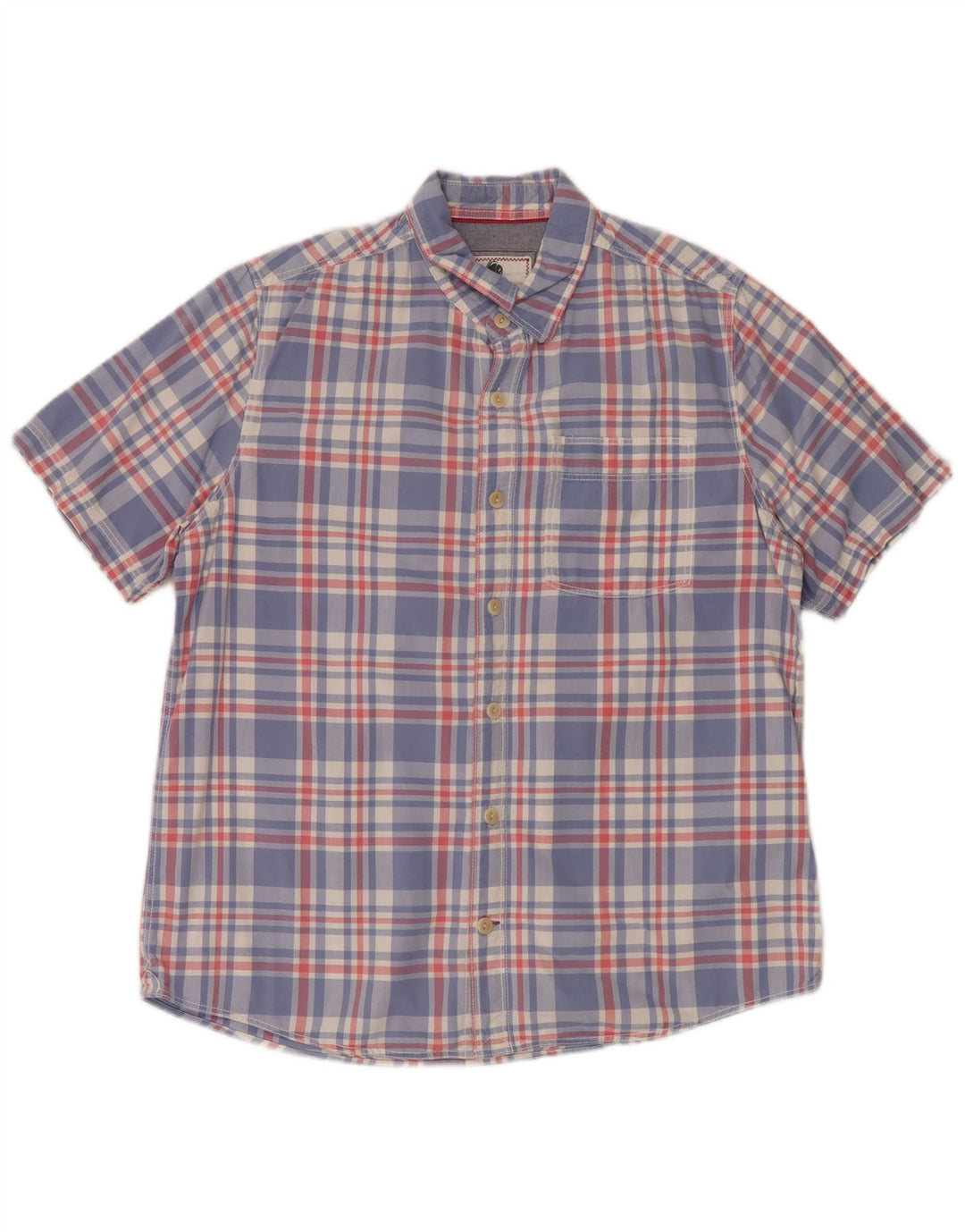 Camicia a maniche corte da uomo Fat Face in cotone a quadri blu grande
