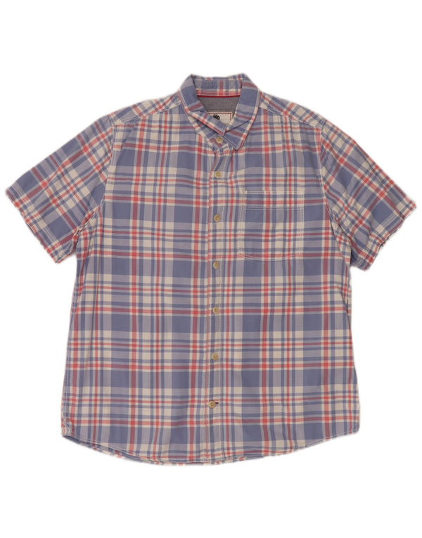 Camicia a maniche corte da uomo Fat Face in cotone a quadri blu grande