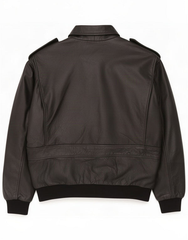 Giacca da aviatore da volo in pelle da uomo vintage UK 42 XL Nera