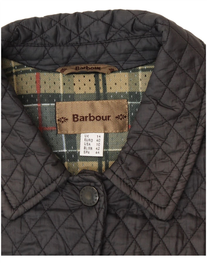 Giacca trapuntata da donna BARBOUR UK 14 grande nylon nero