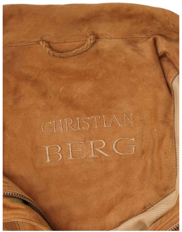 Giubbotto bomber in pelle scamosciata da uomo Christian Berg IT 56 3XL Pelle marrone