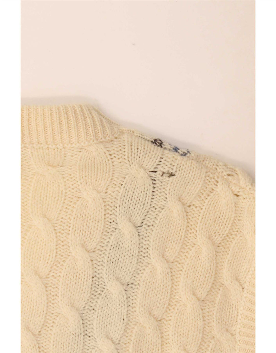 Canottiera vintage da uomo, canotta grande, lana Fair Isle, bianco sporco