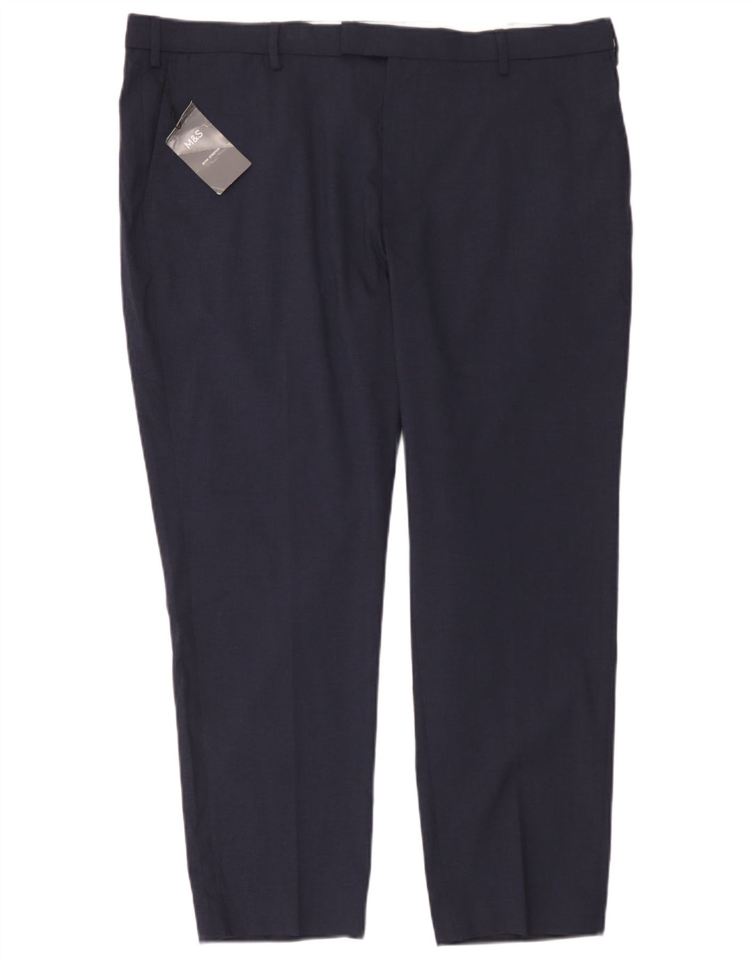 Pantaloni chino da uomo Marks & Spencer W42 L29 poliestere blu navy
