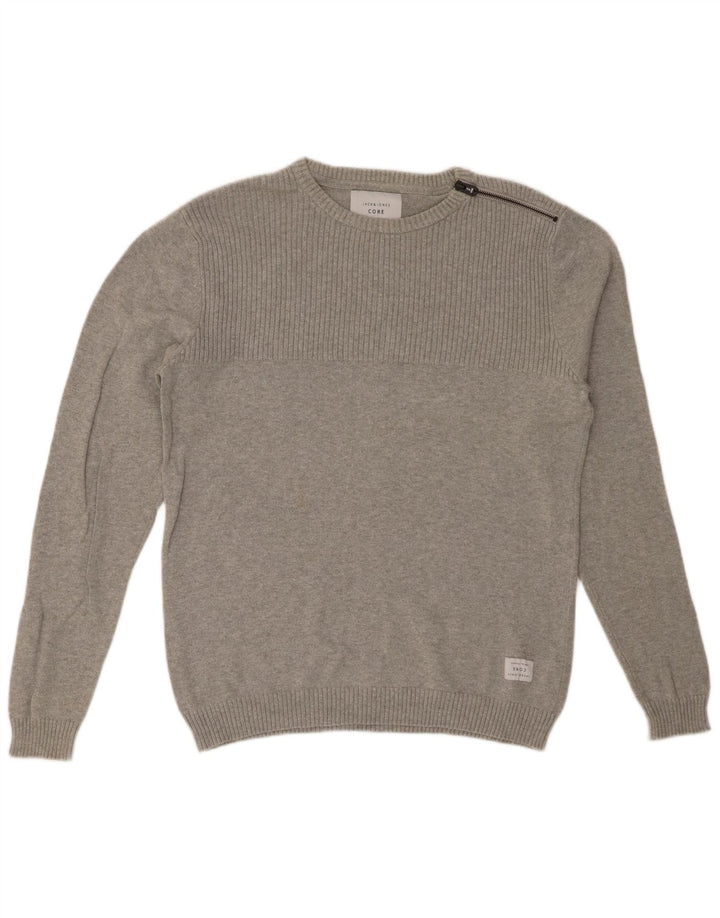 JACK & JONES Maglione maglione girocollo da uomo in cotone grigio medio