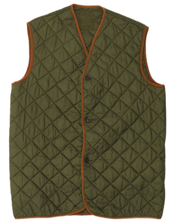 Gilet trapuntato da uomo vintage UK 40 grande verde
