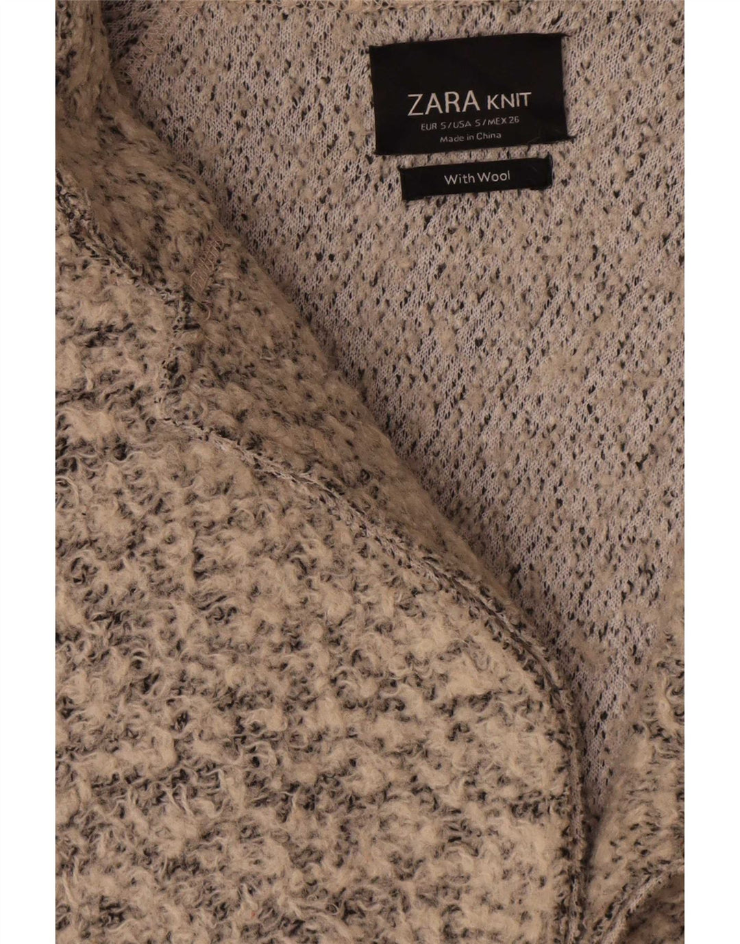 Soprabito oversize da donna Zara UK 10 piccolo in lana screziata beige