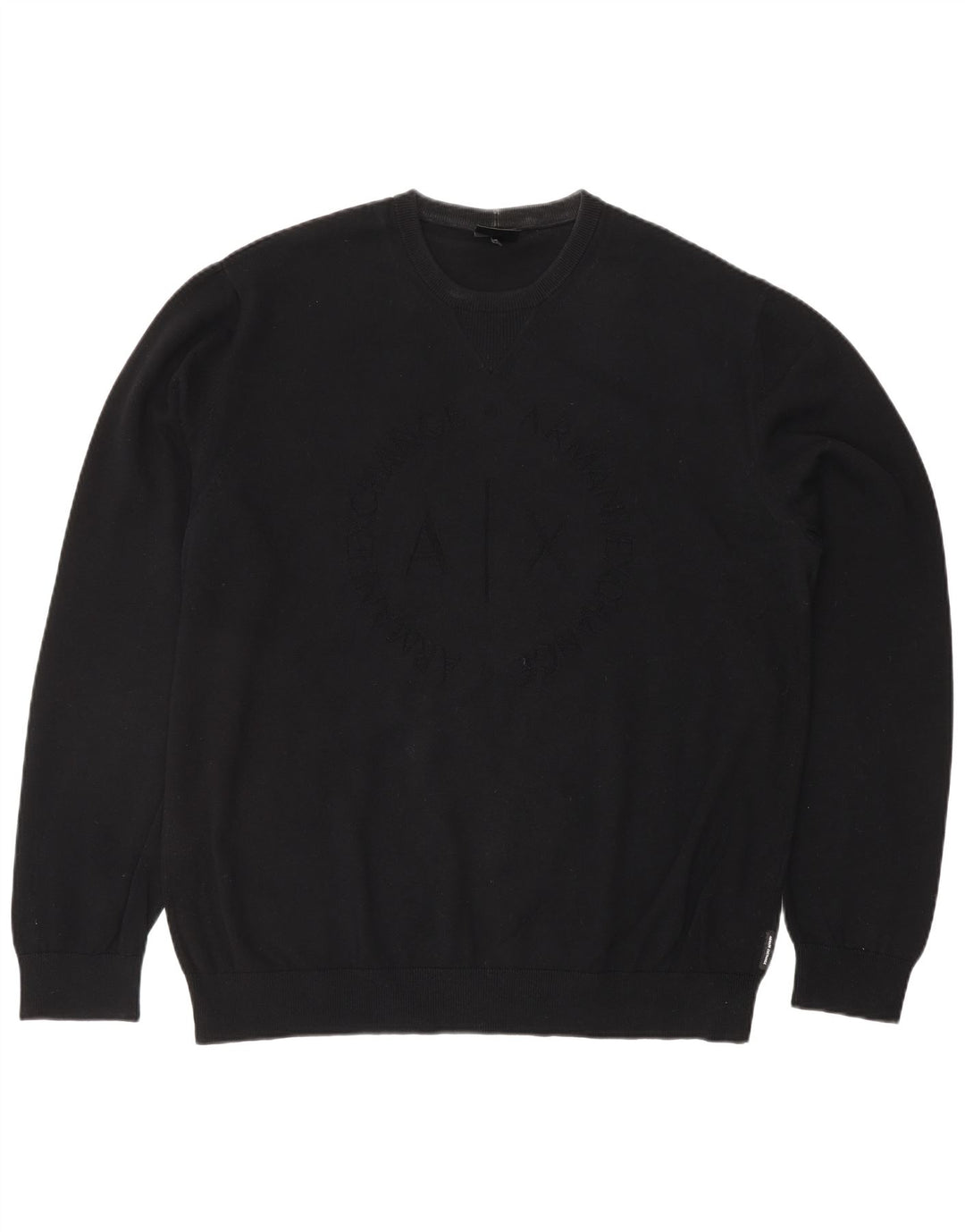 ARMANI EXCHANGE Maglione da uomo girocollo con grafica grande cotone nero