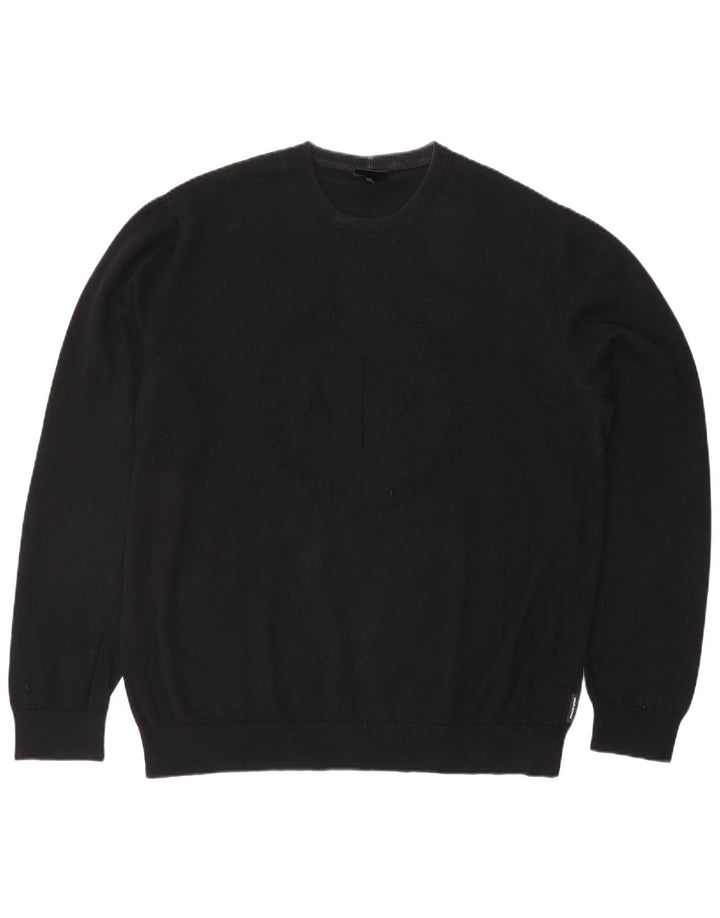 ARMANI EXCHANGE Maglione da uomo girocollo con grafica grande cotone nero