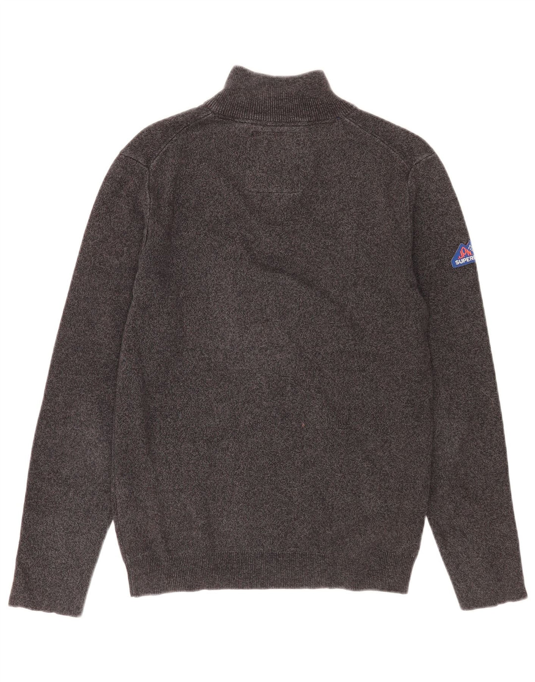 Maglione da uomo con zip e collo Superdry in cotone chiazzato grigio medio