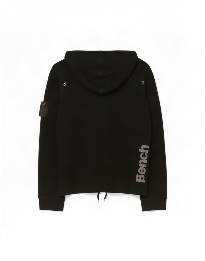 Maglione con cappuccio e collo con bottoni grafici da donna Bench UK 14 medio nero