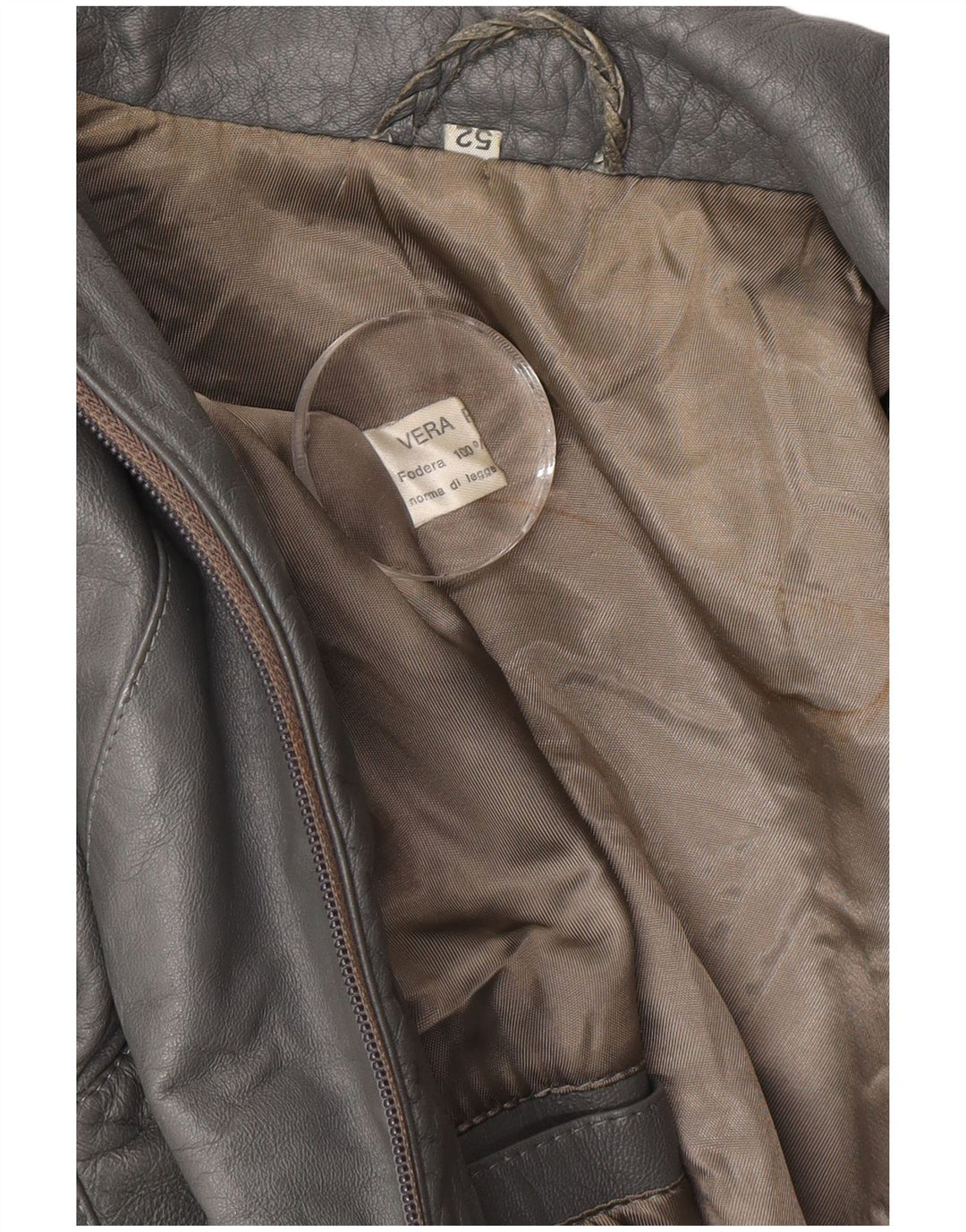 Giacca in pelle vintage da uomo IT 52 XL in pelle grigia