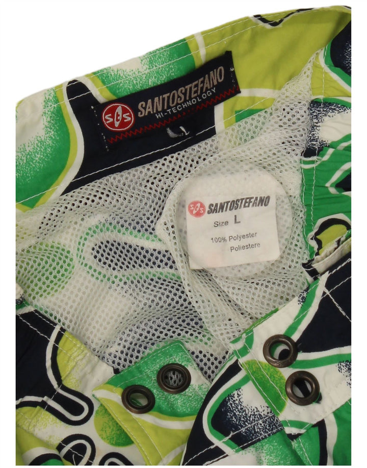 Pantaloncini da bagno da uomo Santo Stefano grandi in poliestere floreale verde