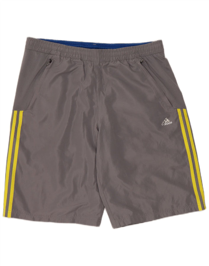 Pantaloncini sportivi Adidas da uomo grandi in poliestere grigio