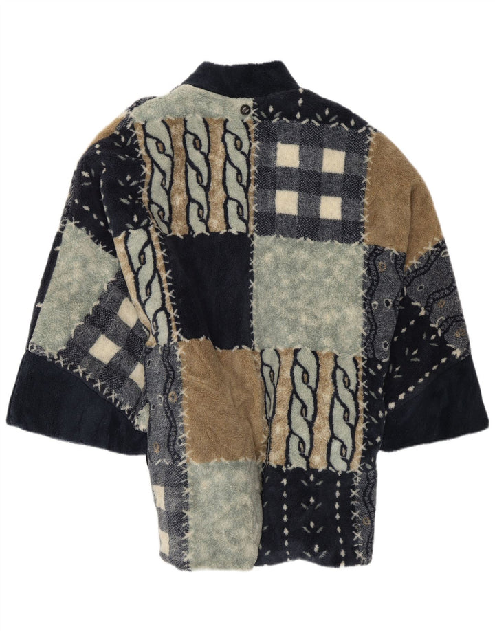 Giacca in pile poncho da donna Verde Piu UK 12 Patchwork medio multicolore
