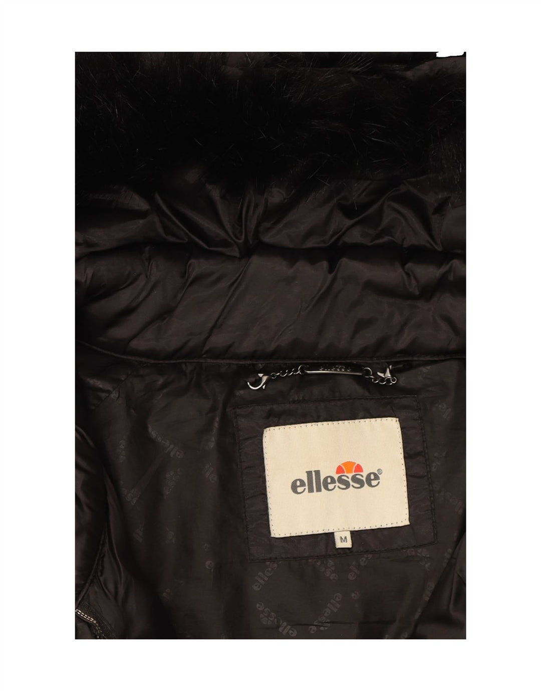 ELLESSE Womens Hooded Padded Jacket UK 14 Medium Black Nylon Vintage Ellesse and Second-Hand Ellesse from Messina Hembry 