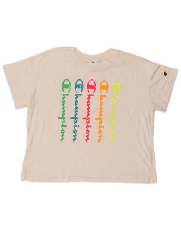 T-shirt grafica corta da donna Champion UK 14 Medium White