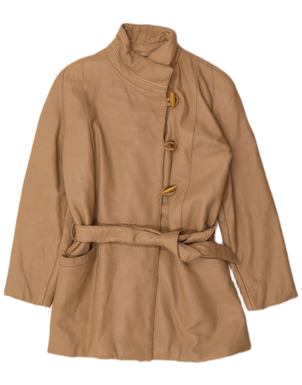 Cappotto in pelle vintage da donna UK 12 Beige medio