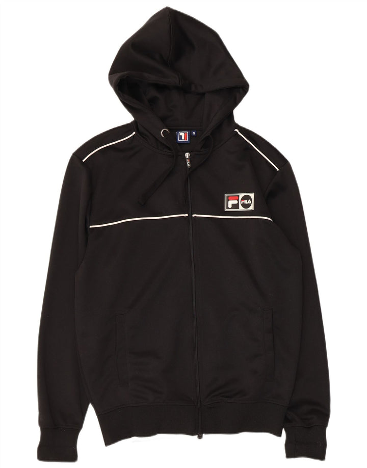 FILA Mens Graphic Zip Hoodie Sweater Small Black Polyester