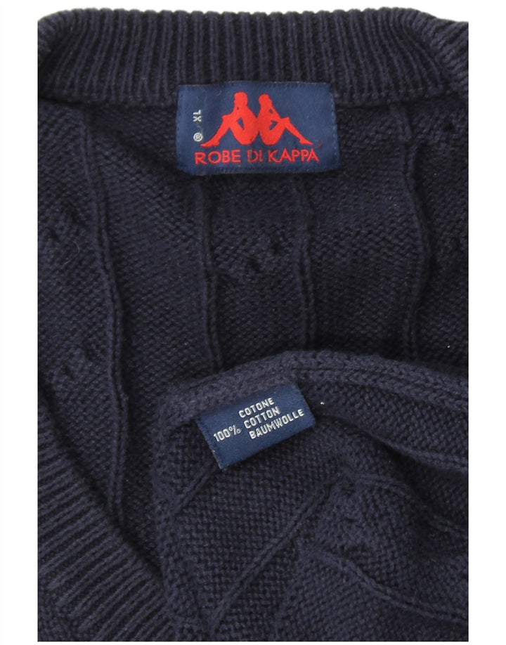 Maglione da uomo KAPPA con scollo a V XL in cotone blu navy