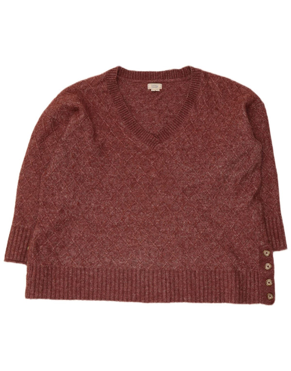 Maglione maglione con scollo a V da donna Fat Face UK 20 2XL Poliestere bordeaux