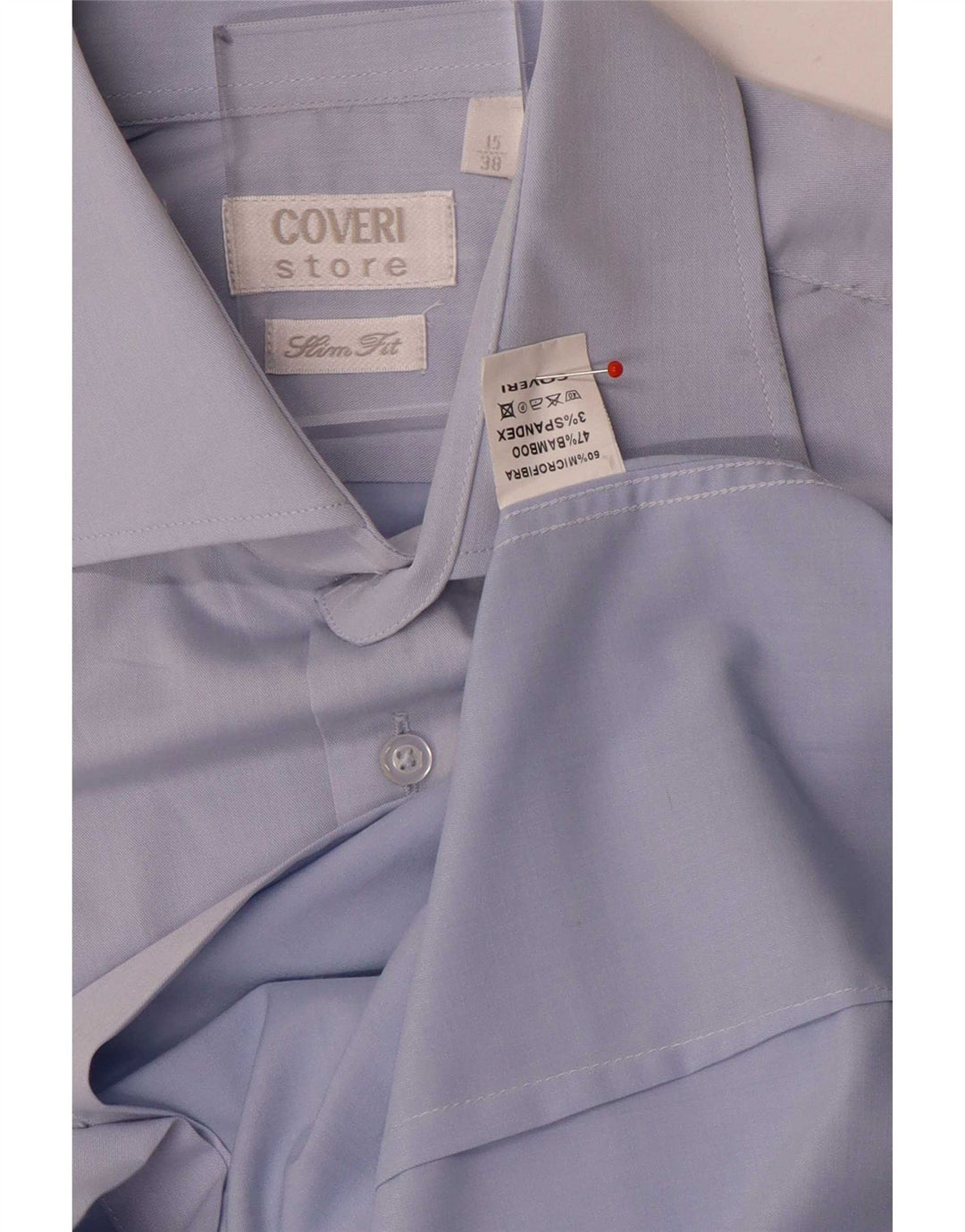 Camicia da uomo slim fit Coveri taglia 38 15 microfibre blu medio