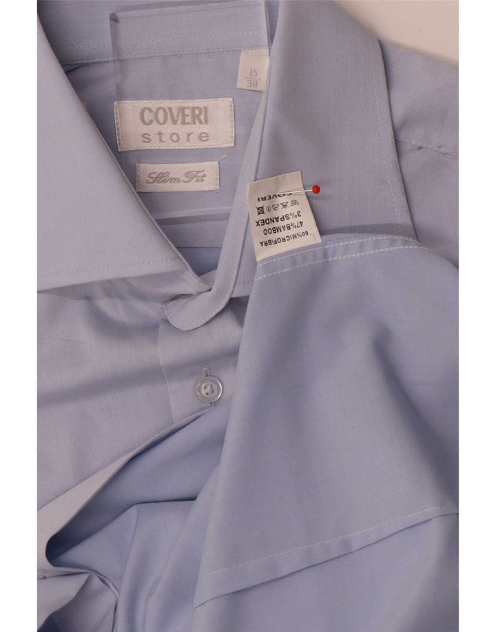 Camicia da uomo slim fit Coveri taglia 38 15 microfibre blu medio