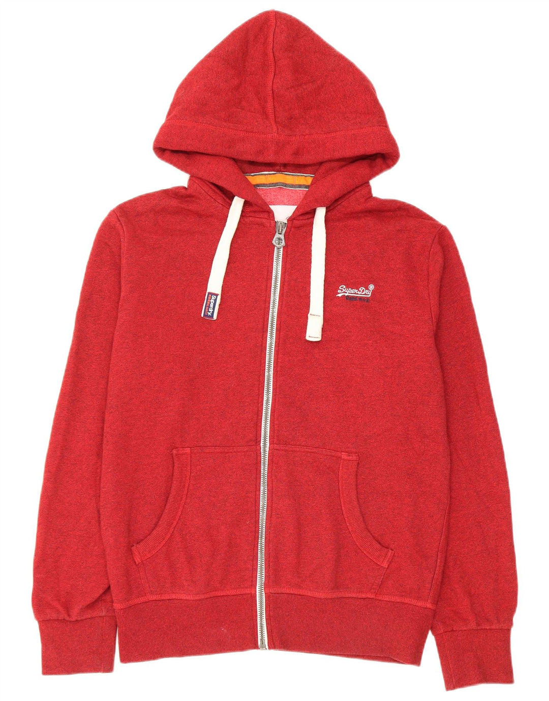 Maglione con cappuccio e zip da uomo Superdry grande in cotone rosso
