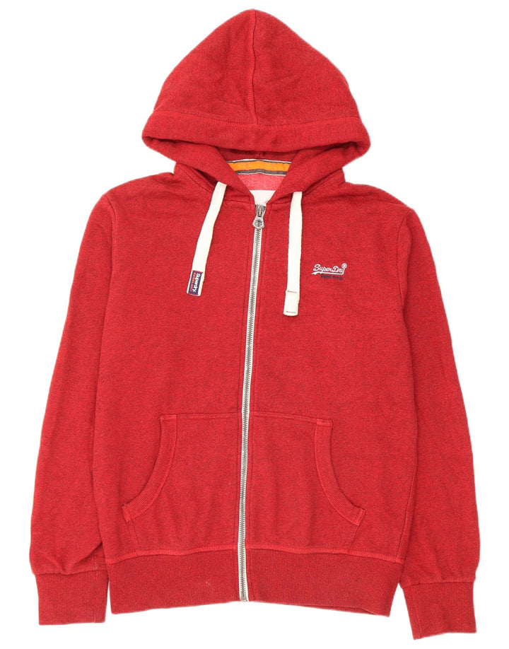 Maglione con cappuccio e zip da uomo Superdry grande in cotone rosso