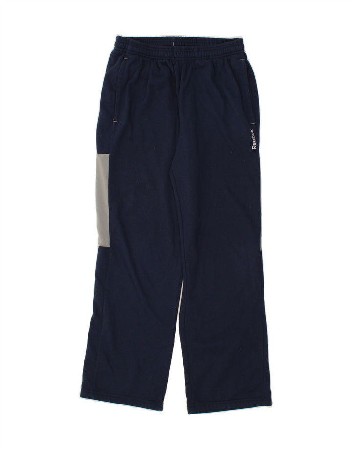 REEBOK Mens Tracksuit Trousers Small Navy Blue Colourblock Polyester Vintage Reebok and Second-Hand Reebok from Messina Hembry 