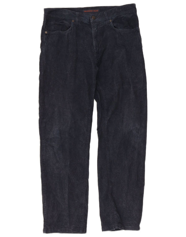 Pantaloni Trussardi Uomo Dritti in Velluto a Coste W34 L28 Blu Navy in Cotone