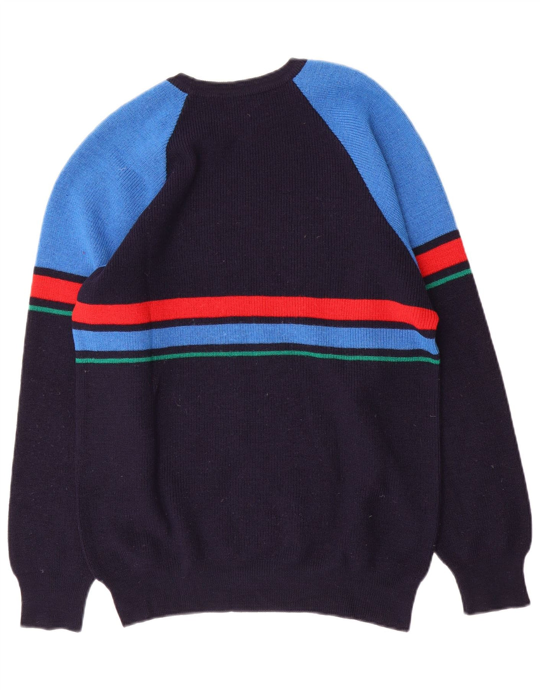 Maglione maglione girocollo da uomo vintage color block blu navy medio
