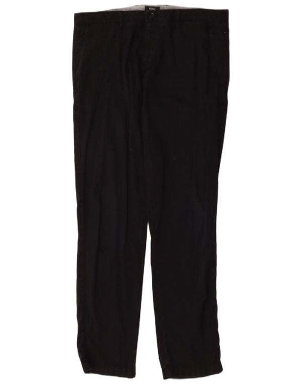 Pantaloni chino dritti da uomo Hugo Boss W36 L33 cotone blu navy