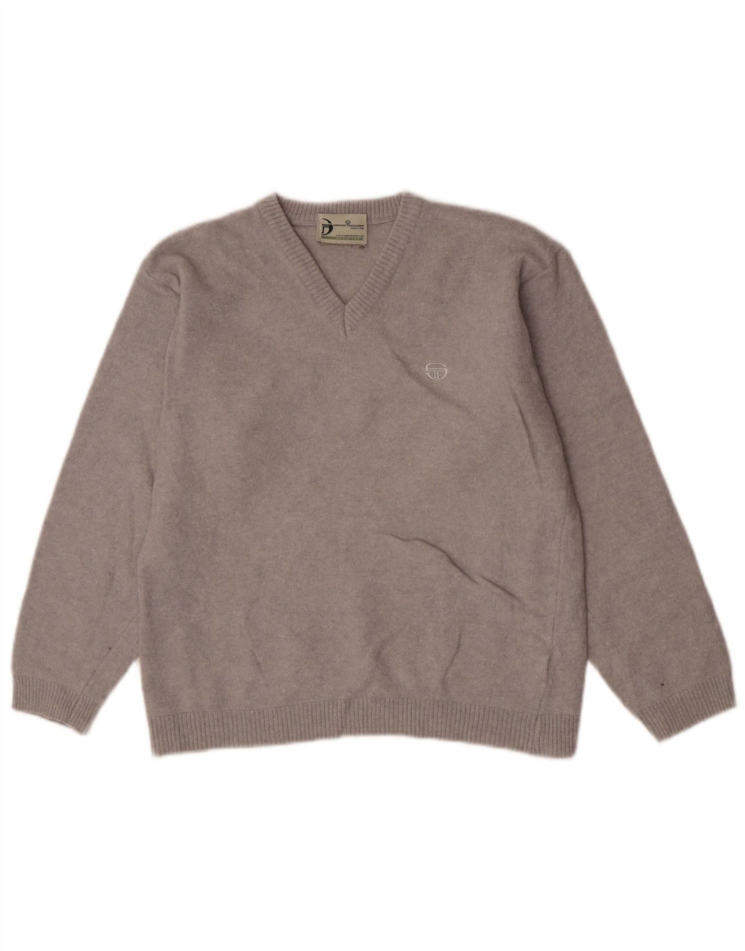 Maglione da donna con scollo a V Sergio Tacchini UK 12 Lana grigio medio