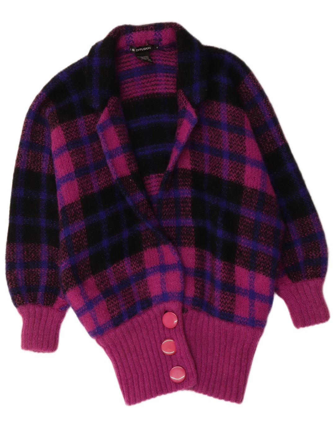 Maglione cardigan lungo da donna I.B Diffusion UK 10 piccoli quadri viola