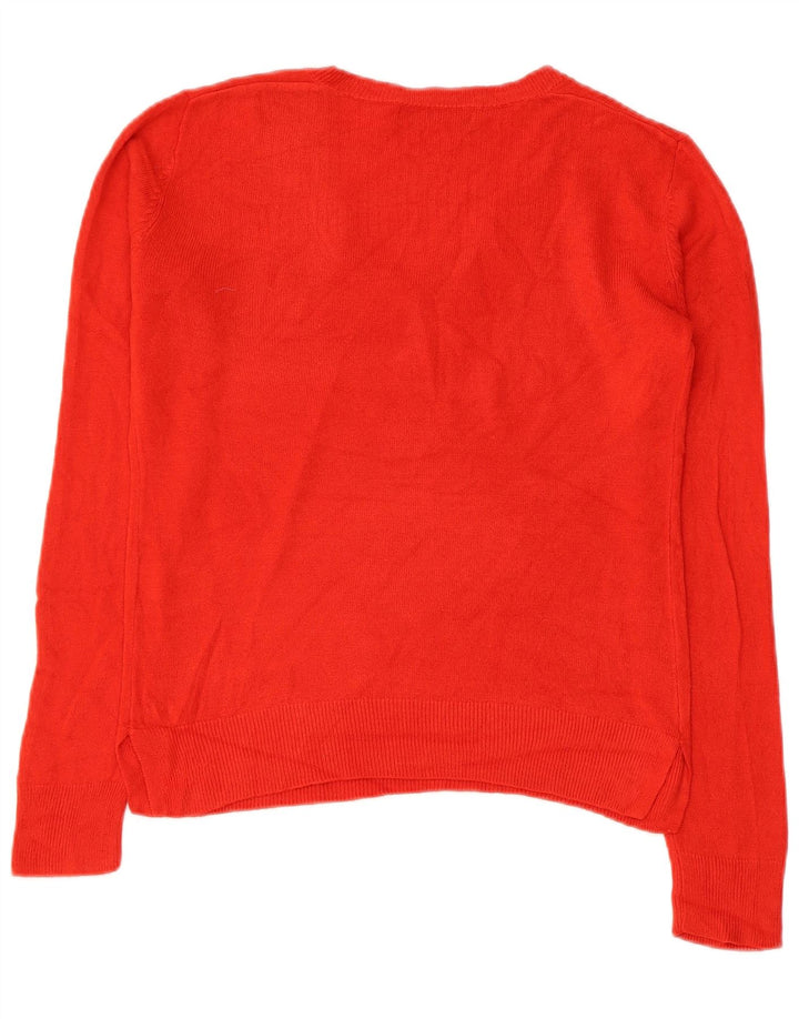 MARKS & SPENCER Maglione da donna con scollo a V UK 10 Piccolo acrilico rosso
