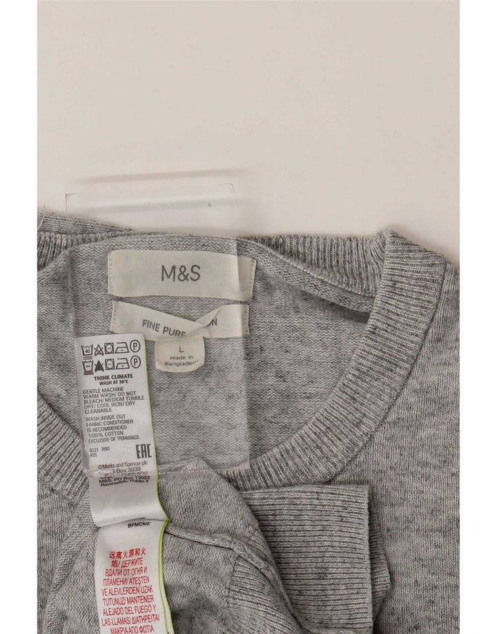 Maglione maglione girocollo da uomo Marks & Spencer grande cotone chiazzato grigio