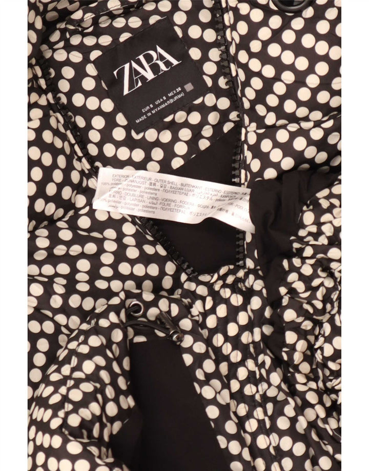 Giacca imbottita oversize con cappuccio da donna Zara UK 10 piccola a pois neri