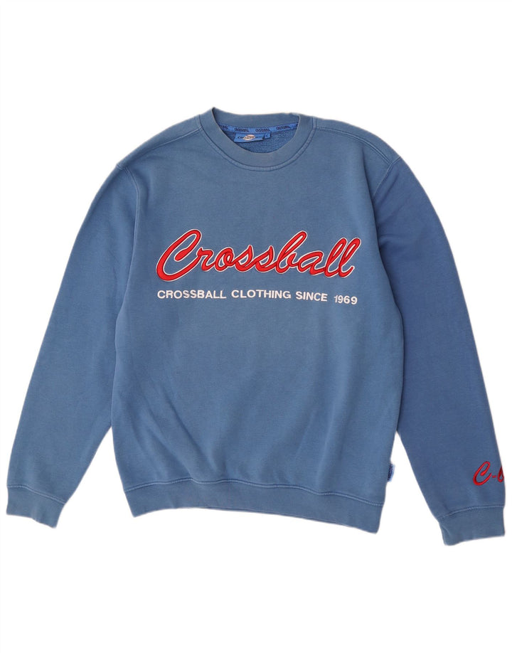 Felpa da uomo con vestibilità regolare grafica Crossball, grande in cotone blu