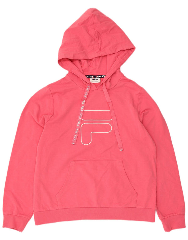 Felpa con cappuccio grafica da donna Fila UK 14 Cotone rosa medio