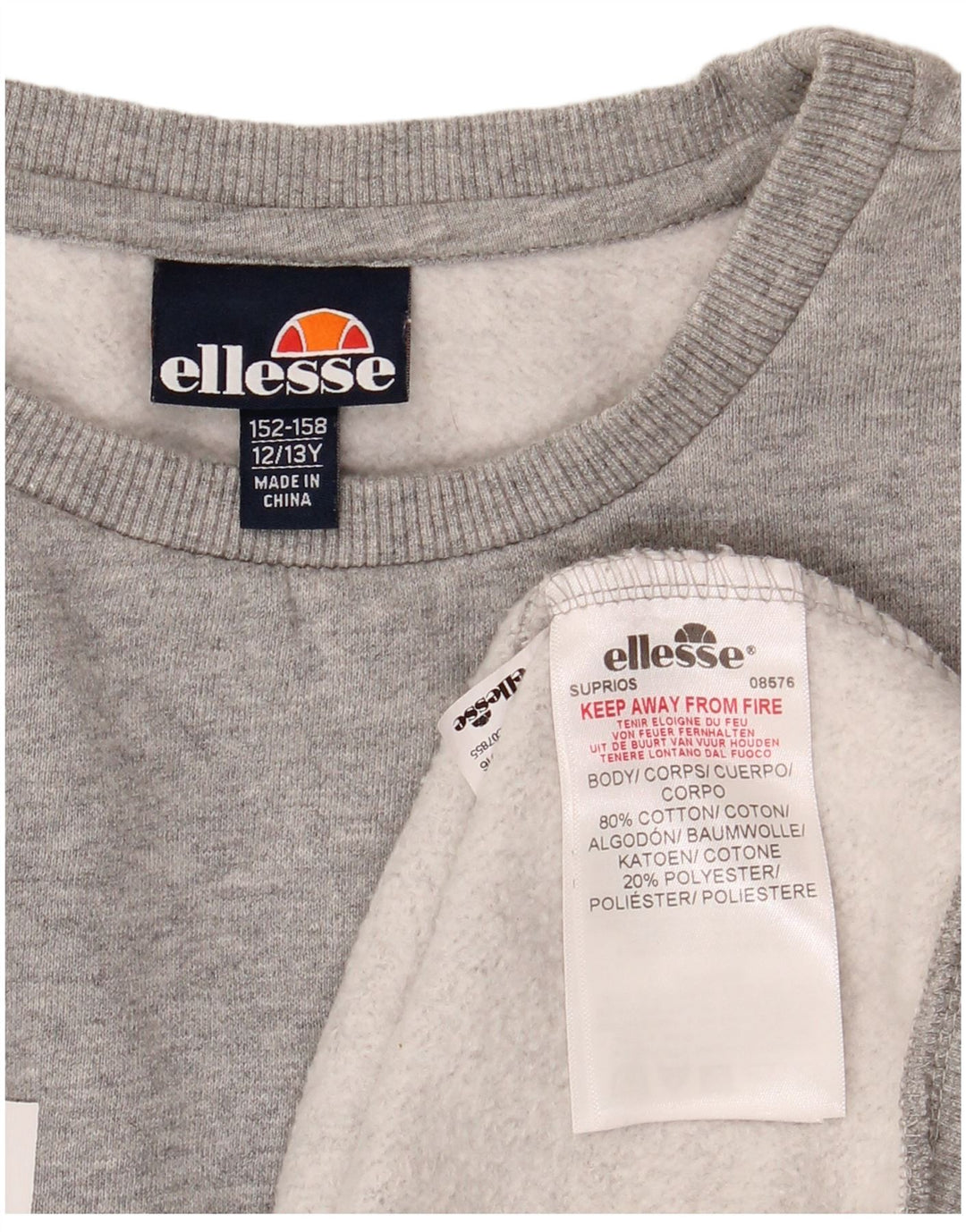 Felpa grafica per ragazzi Ellesse, maglione 12-13 anni, cotone grigio