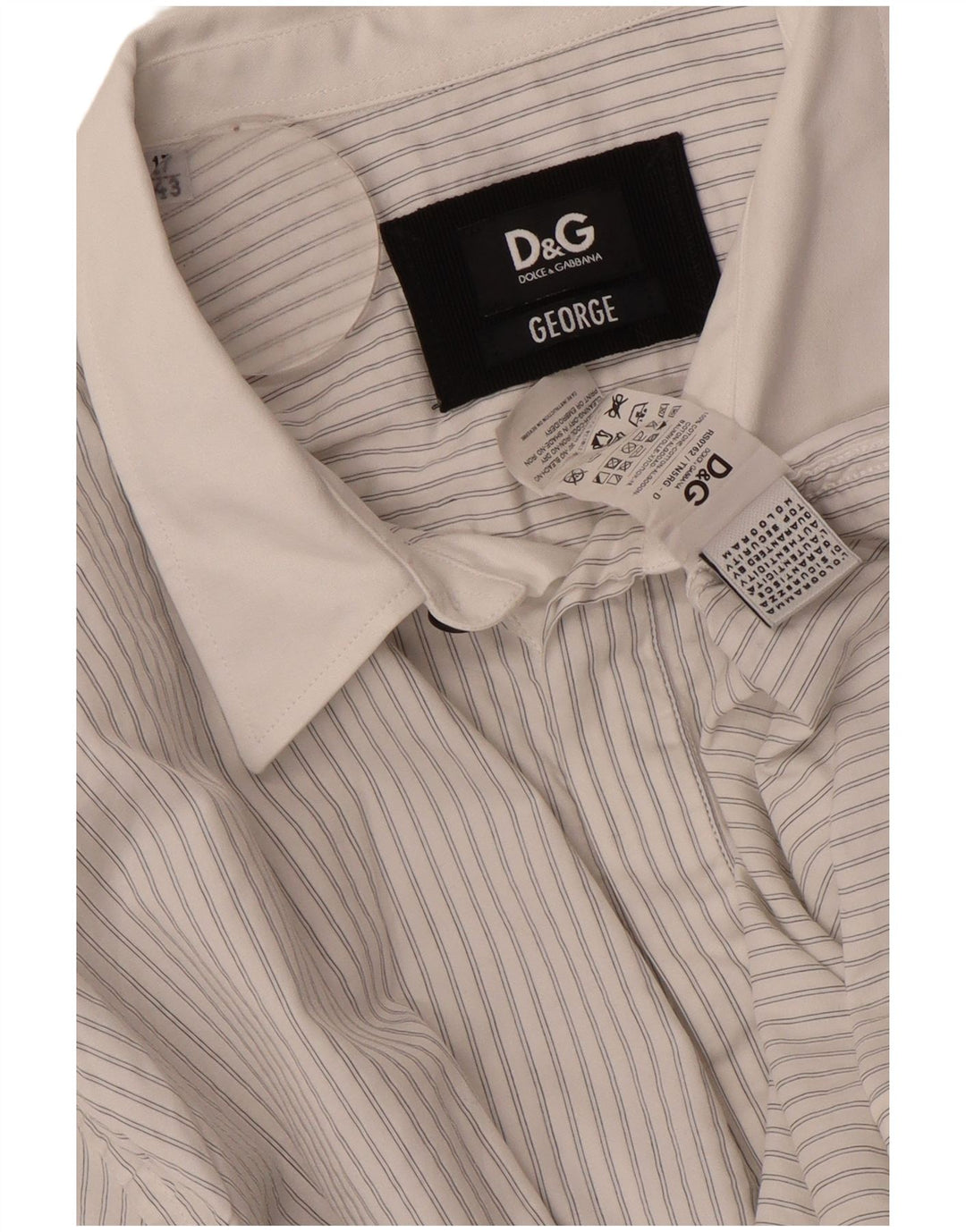 DOLCE & GABBANA Camicia formale George da uomo taglia 17 43 XL a righe bianche