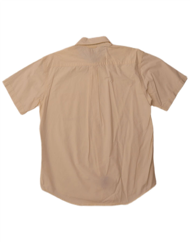 TOMMY HILFIGER Mens Short Sleeve Shirt Medium Off White Cotton