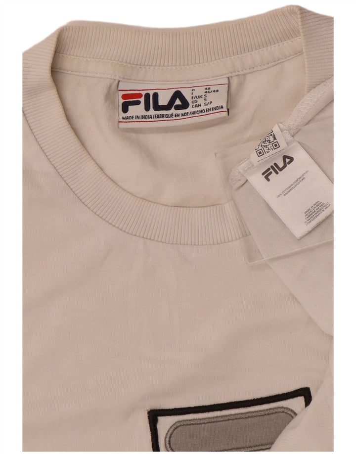 T-shirt grafica da uomo Fila Top Small in cotone bianco