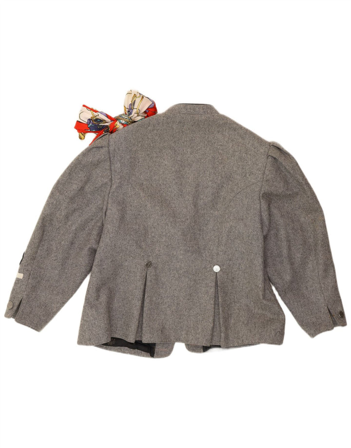 Giacca blazer vintage da donna Trachten con maniche a 3/4 UK 14 Grigio medio