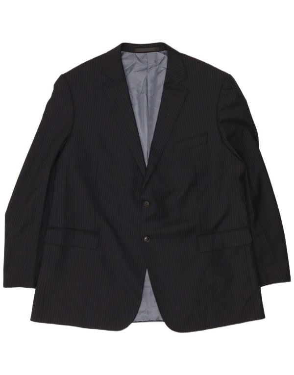 Giacca blazer lunga da uomo Marks & Spencer UK 48 2XL Gessato blu navy